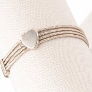 Pandora Reflexions Multi Strand Snake Chain Bracelet 7” Silver w/Heart Slider